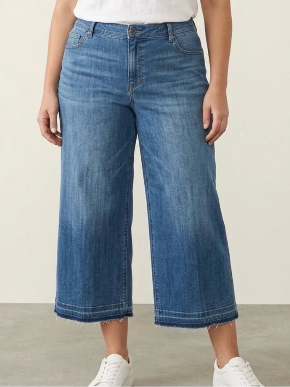 NWT J. JILL High-Rise Full-Leg Crops Jeans Raw Hem in Ink Wash Sz 26 W